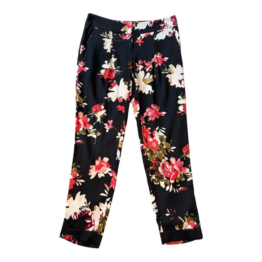 LOFT Women's Floral Print Marisa Dress Pants Size 00 Multicolor Casual‎